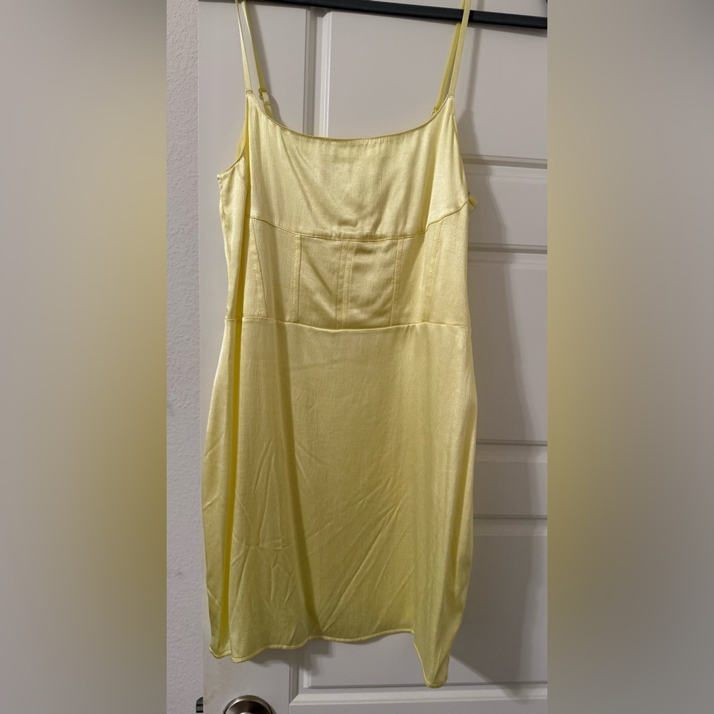 Zara Yellow Satin Slip Dress